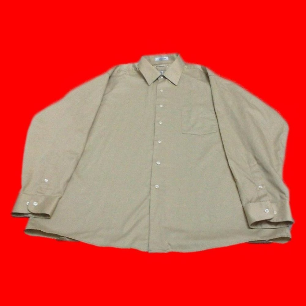 Van Heusen Men's Shirt Casual/Dress Cotton Blend Light Gold Size 17.5 (34-35) XL - Picture 7 of 16